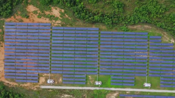 Aerial View Solar Panels Sunny Day Large Photovoltaic Plant Northern — Stok video