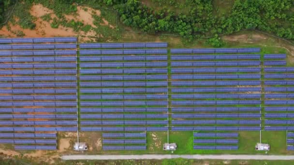 Aerial View Solar Panels Sunny Day Large Photovoltaic Plant Northern — Stockvideo