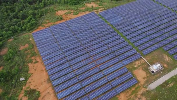 Aerial View Solar Panels Sunny Day Large Photovoltaic Plant Northern — Stok video