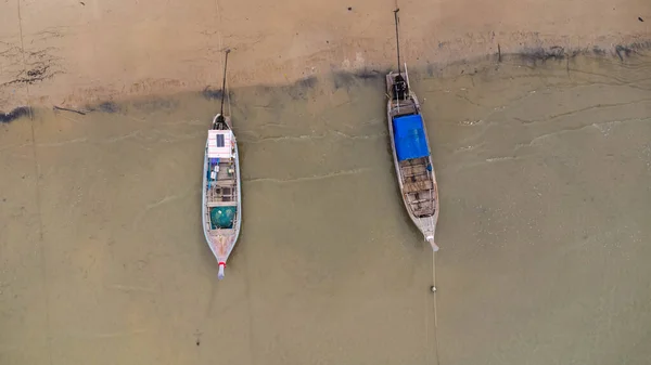 Many Fishing Boats Seashore Tropical Islands Pier Villagers Southern Island — Fotografia de Stock