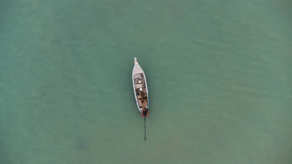 Aerial View Drone Thai Traditional Longtail Fishing Boats Sailing Sea — Stockfoto