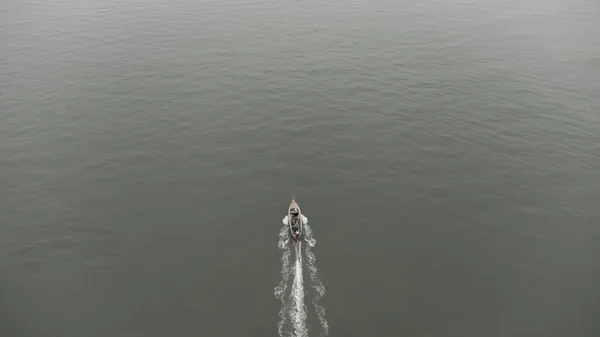 Aerial View Drone Thai Traditional Longtail Fishing Boats Sailing Sea — Fotografia de Stock