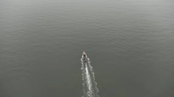 Aerial View Drone Thai Traditional Longtail Fishing Boats Sailing Sea — Zdjęcie stockowe