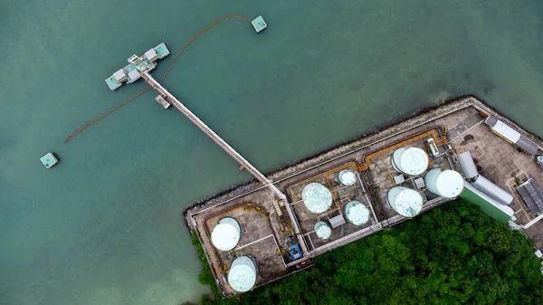 Aerial View Drone Terminal Storage Tank Iindustrial Facility Storage Oil — Zdjęcie stockowe