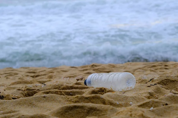 Plastic Water Bottle Beach Concept Plastic Pollution Environmental Problems — Photo