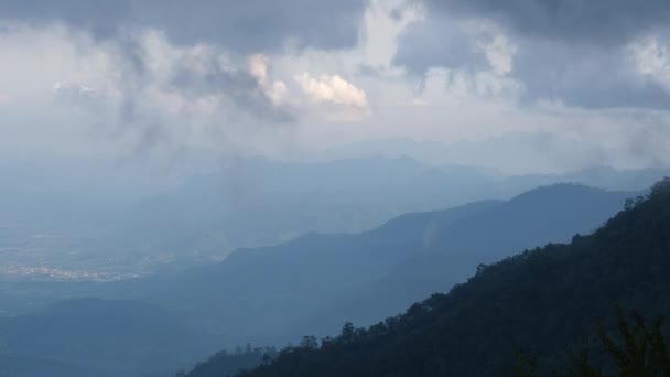 Aerial View Sea Fog Tropical Mountains Early Morning Layers Mountains — Stock Video