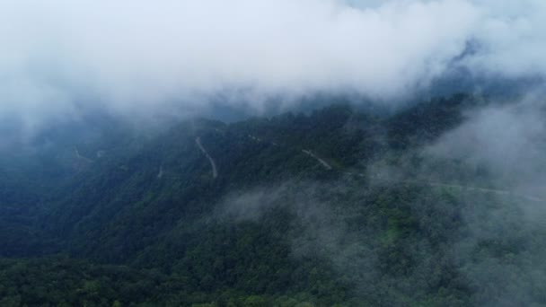 Luchtfoto Van Een Bergweg Met Prachtige Groene Bossen Thailand Landschap — Stockvideo