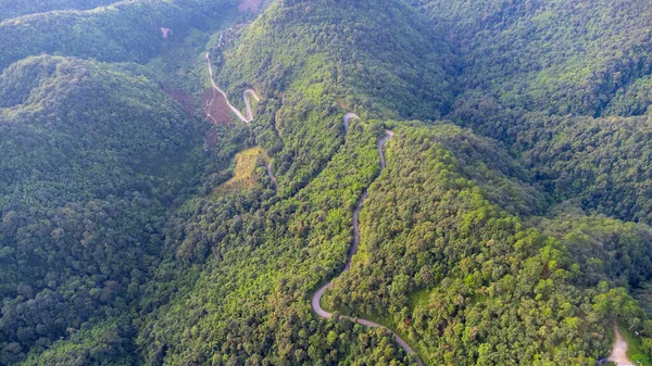 Aerial View Hilltop Road Beautiful Green Forests Thailand Aerial Capture — Stock Photo, Image