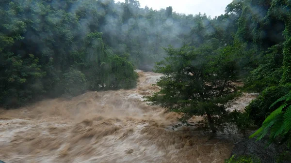 Catarata Cachoeira Montanhas Florestais Riachos Sujos Estão Fluindo Pelas Encostas — Fotografia de Stock
