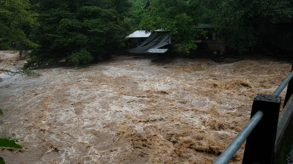 Cataracte Cascade Dans Les Montagnes Forestières Des Ruisseaux Sales Coulent — Photo