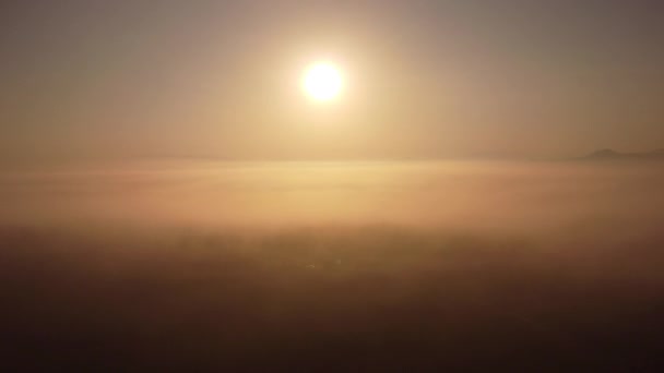 Luftfoto Himmel Sollys Smuk Solopgang Med Skyer Tåge Morgenen Naturlig – Stock-video
