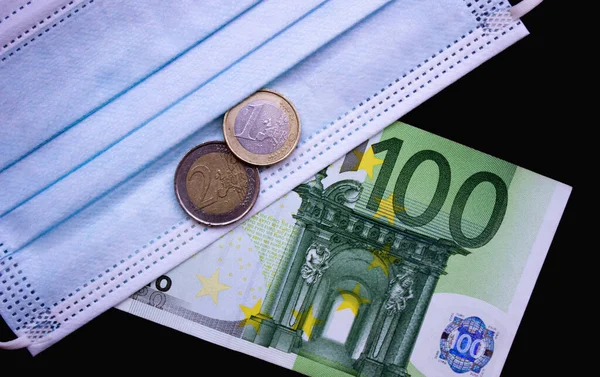 Euro Money Close Coronavirus Corruption Pandemic Epidemic Covid — Stock Photo, Image