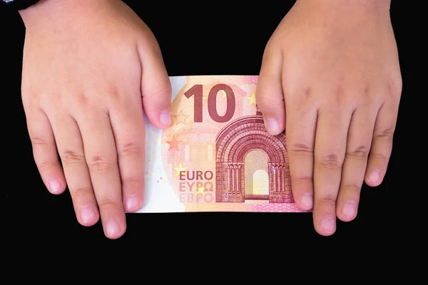 Babyhände Und Eurogeld Reichtum Und Träume — Stockfoto