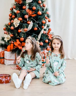 İki küçük kız kardeş. Down sendromlu kız.