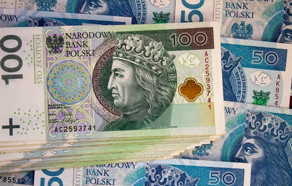 Zlotý Zblízka Polská Národní Měna — Stock fotografie