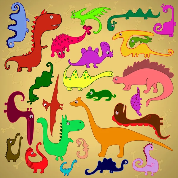 Πολύχρωμα δεινόσαυροι — Διανυσματικό Αρχείο
