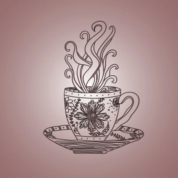 Φλιτζάνι τσάι ή καφέ στο πιατάκι — Διανυσματικό Αρχείο