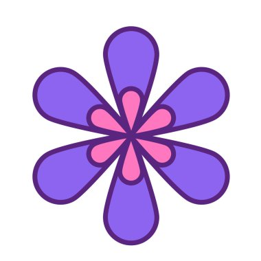 Basit bir çiçek moru ve pembe renk. Hippi için dekoratif bir unsur. Geometrik izole şekiller.