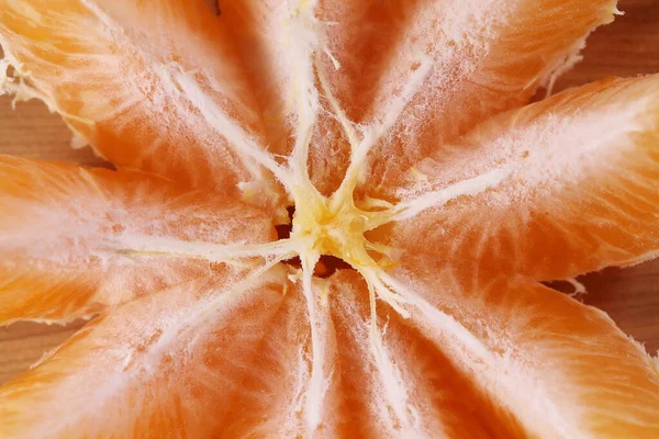 Extreme Macro Disconnected Orange Juicy Tangerine Slices Freshness Juiciness Fruit — Foto Stock