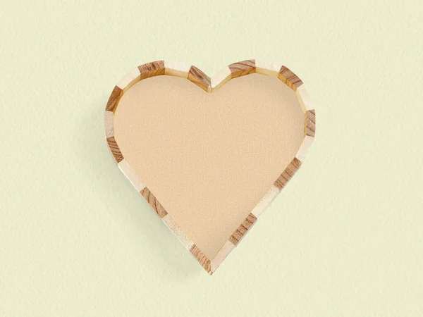 Textural Paper Surface Wooden Empty Box Heart Shape Located Copy — Stock Photo, Image