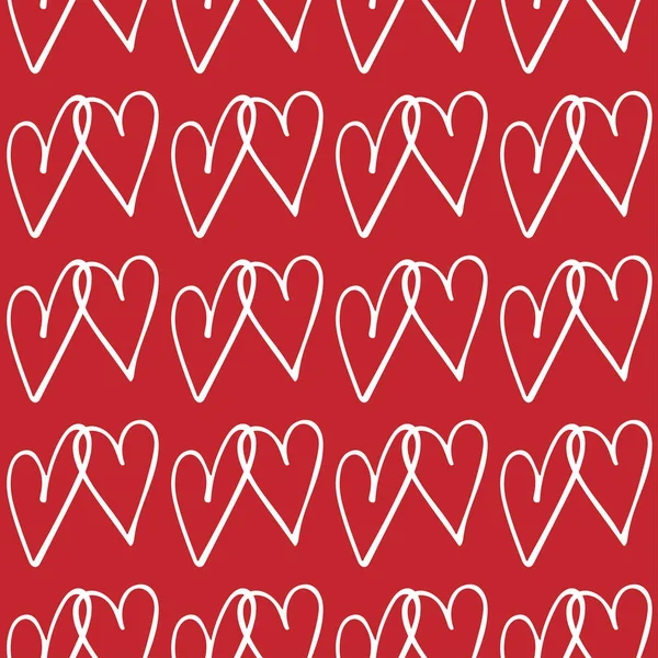Привабливий стиль сердець каракулів без вітрил векторний візерунок. Valentines Day handwritten background Різні форми серця і силуети. Намальований вручну.. — стоковий вектор