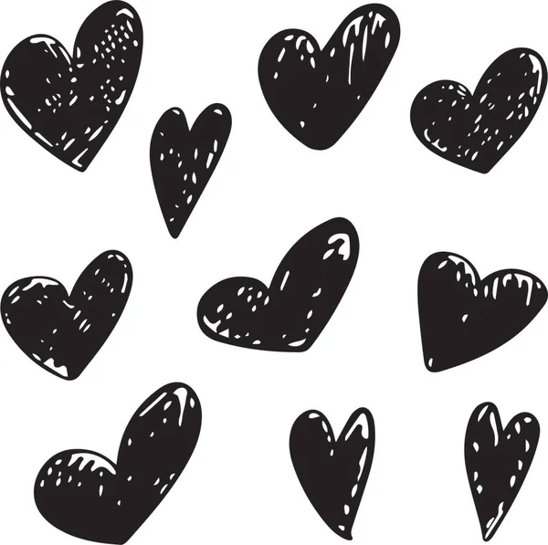 Συλλογή σύνολο ζωγραφισμένα στο χέρι doodle μουτζούρες καρδιές απομονώνονται σε λευκό φόντο — Διανυσματικό Αρχείο
