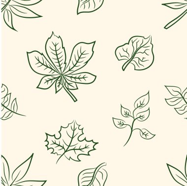 yaprakları ağaçların set .seamless desen doodle