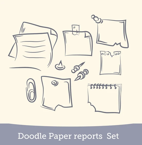 Doodle paper reports set — Stock Vector