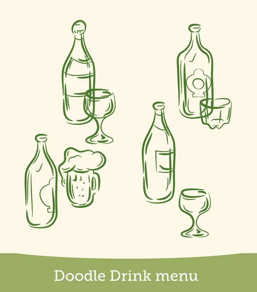 Doodle σύνολο μενού ποτό — Διανυσματικό Αρχείο