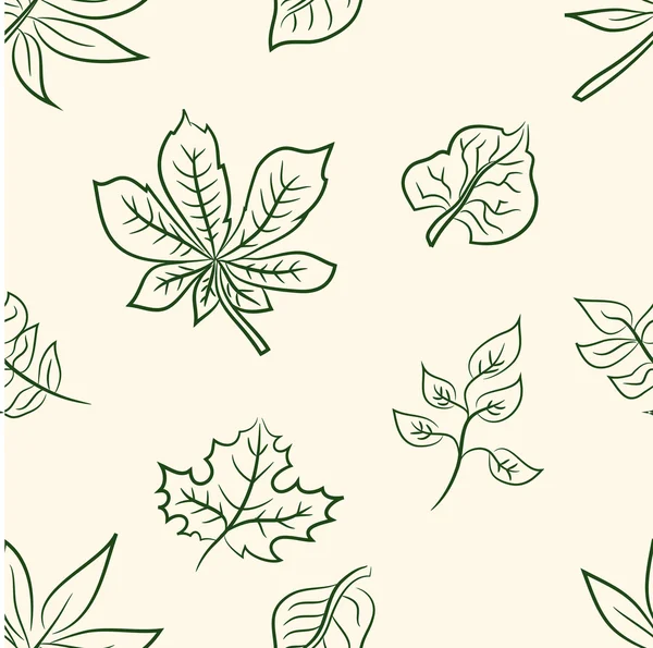 Doodle leaves of trees set .Seamless pattern — Stock Vector