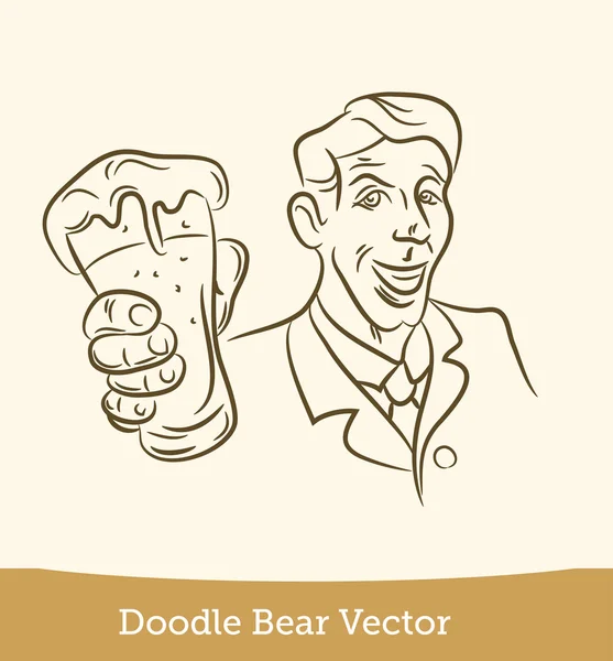 Doodle man with a beer — Stock Vector