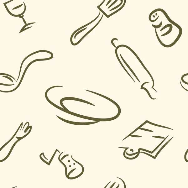 Alimento doodle vector conjunto .Seamless patrón — Archivo Imágenes Vectoriales