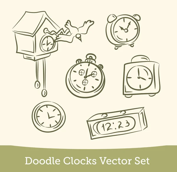 Conjunto de reloj Doodle — Vector de stock