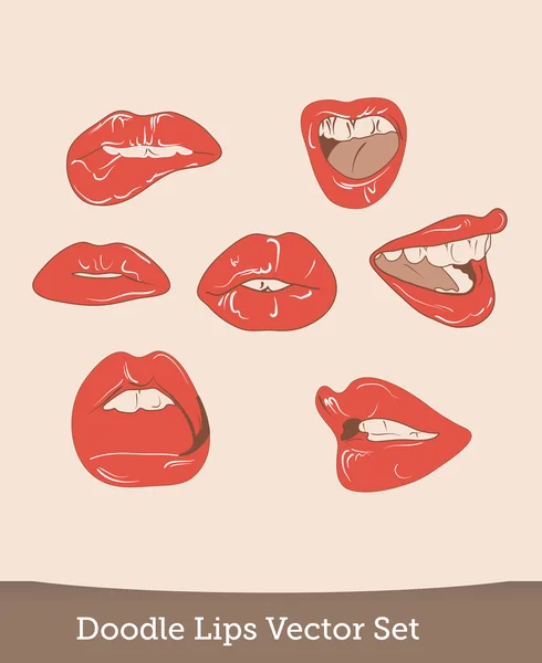 Satz verschiedener Lippen, Illustration — Stockvektor