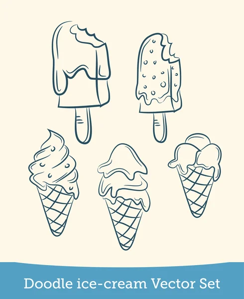 Doodle ice cream set — Stock Vector