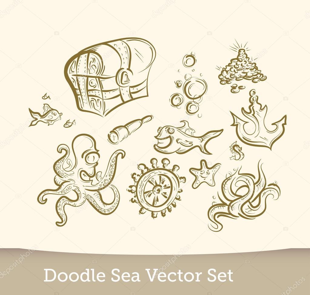 Sea doodle set