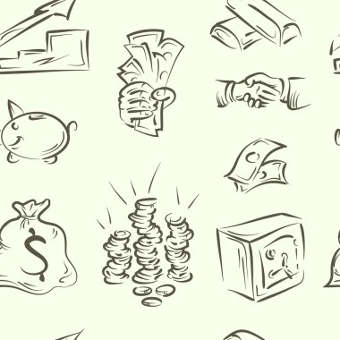 seamless modeli. Finans doodle seti