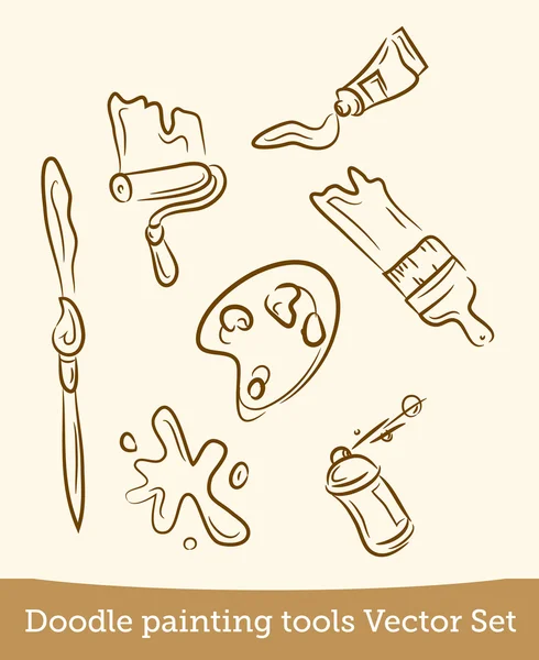 Doodle set di strumenti di pittura — Vettoriale Stock