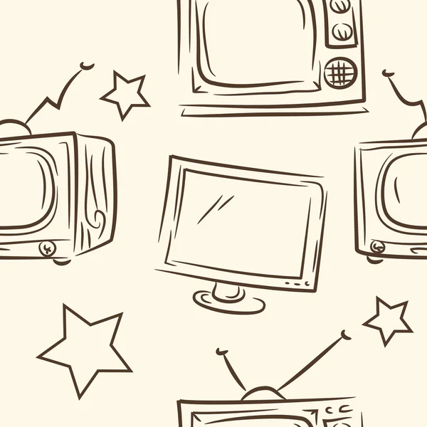 Seamless modeli. Doodle tv seti — Stok Vektör