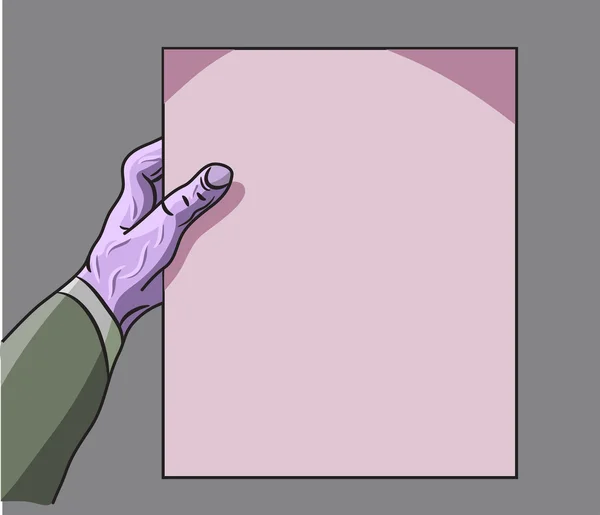 Ręka trzymająca kawałek papieru — Wektor stockowy