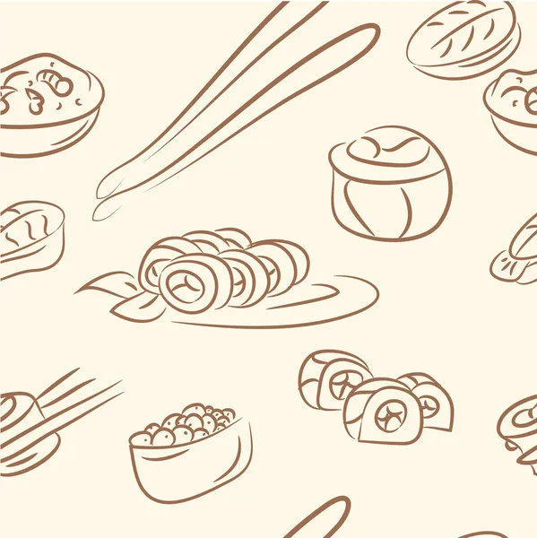 Seamless pattern. doodle sushi set — Stock Vector