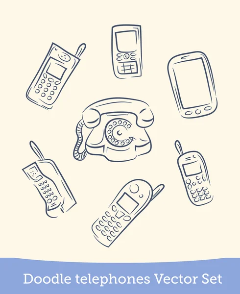 Doodle telefonní sady — Stockový vektor
