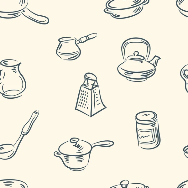 Patrón sin costuras. juego de cocina doodle — Archivo Imágenes Vectoriales