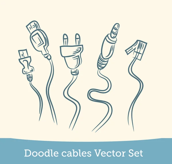 Doodle kablo seti — Stok Vektör