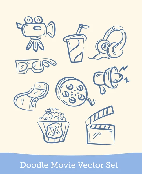 Doodle conjunto de películas — Vector de stock