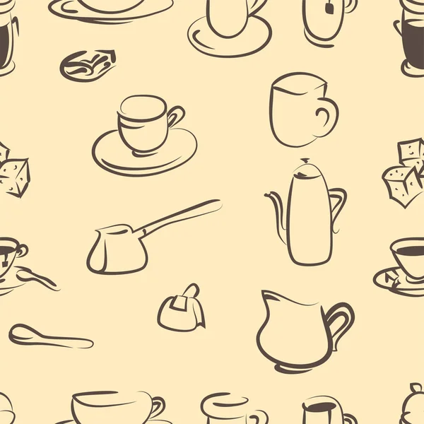 Coffee doodle vector set .Seamless pattern — Stock Vector