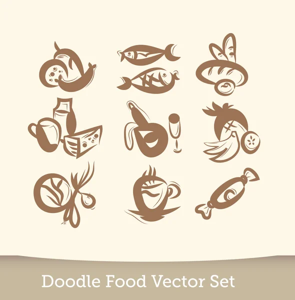Yemek set doodle — Stok Vektör