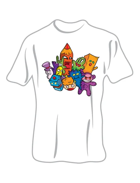 Doodle Monstros T-shirt — Vetor de Stock