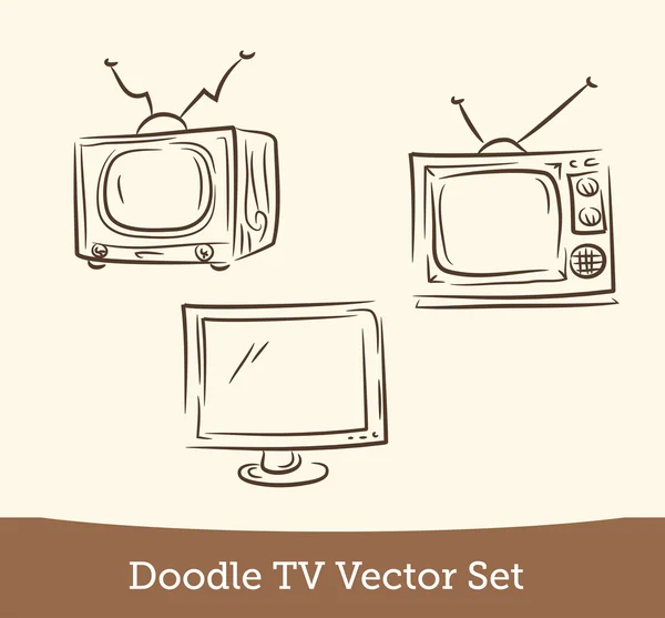 Doodle tv seti — Stok Vektör