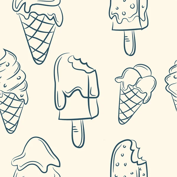 Set gelato Doodle. Modello senza cuciture — Vettoriale Stock